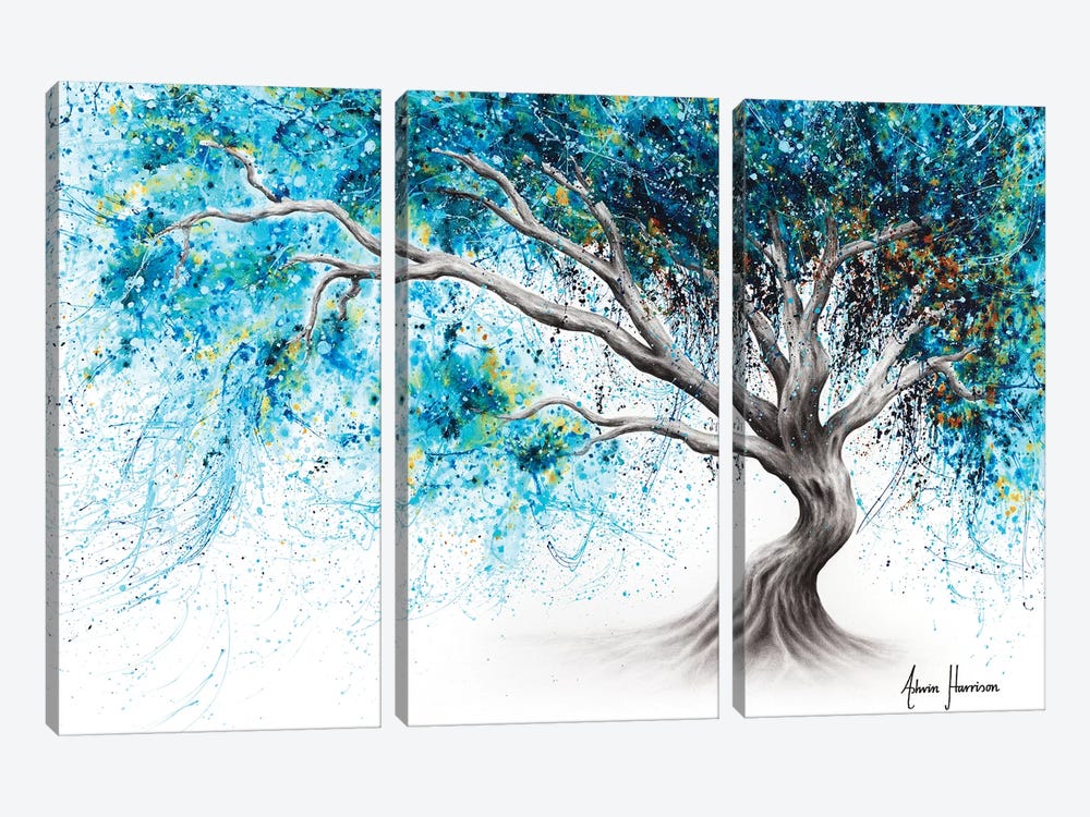 Blue Crystal Dream Tree by Ashvin Harrison 3-piece Art Print