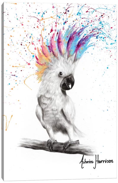 Punk Cockatoo Canvas Art Print - Hyper-Realistic & Detailed Drawings