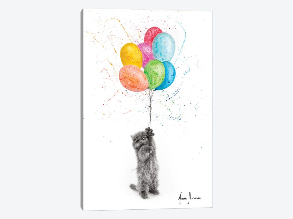 The Naughty Kitten And The Balloons 1-piece Canvas Artwork