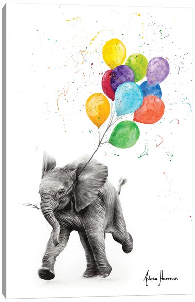 Elephant Freedom Canvas Art Print - Large Colorful Accents