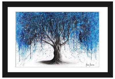Blue Midnight Tree Paper Art Print - Bedroom Art