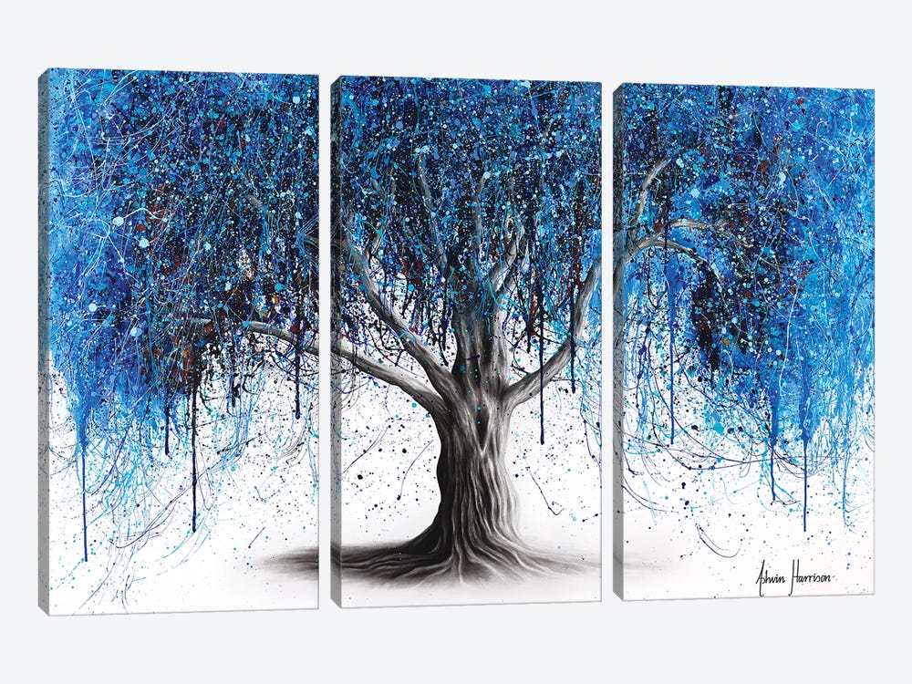 Blue Midnight Tree by Ashvin Harrison 3-piece Canvas Print