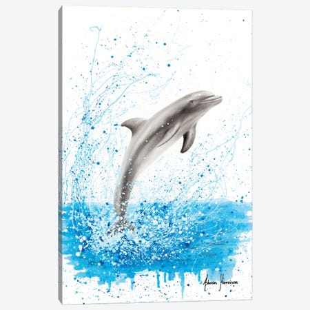Dancing Dolphin Canvas Print #VIN499} by Ashvin Harrison Canvas Wall Art