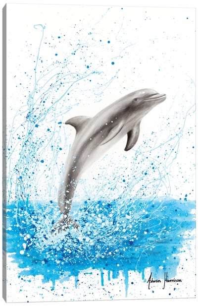 Dancing Dolphin Canvas Art Print - Dolphin Art