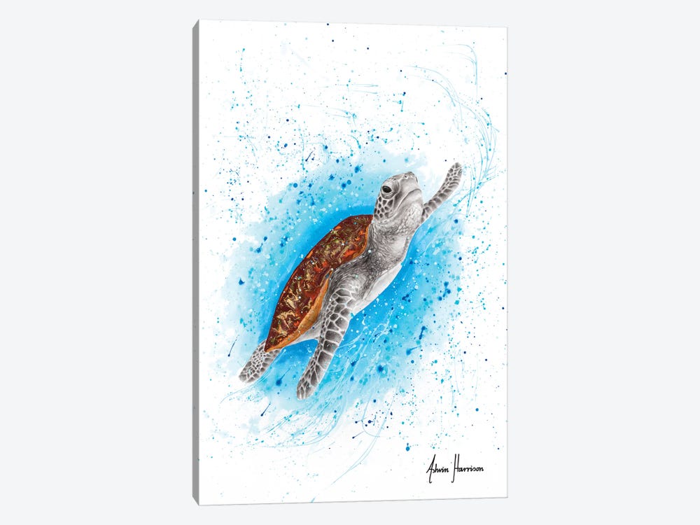 Happy Sea Turtle by Ashvin Harrison 1-piece Canvas Art Print