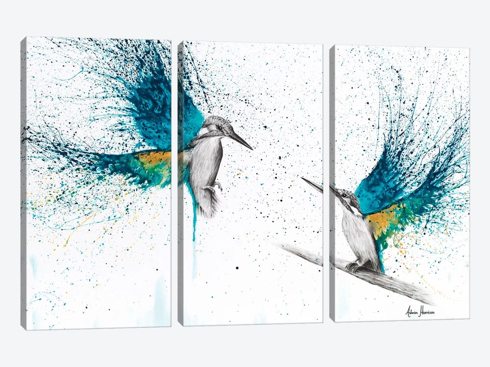 Kingfisher Memories by Ashvin Harrison 3-piece Canvas Art