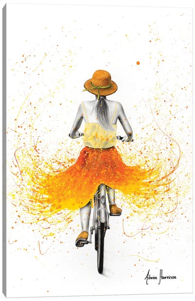 Summer Breeze Bicycle Canvas Art Print - Kids Transportation Art
