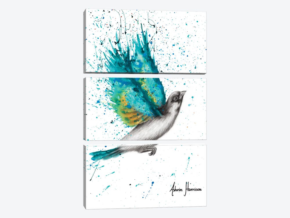 Turquoise Happiness by Ashvin Harrison 3-piece Canvas Wall Art