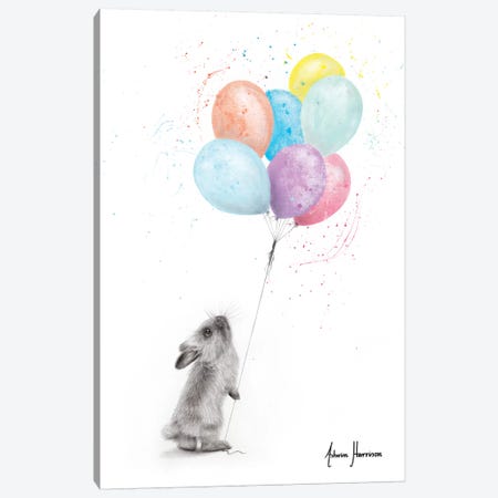 The Bunny And The Balloons Canvas Print #VIN539} by Ashvin Harrison Canvas Art Print
