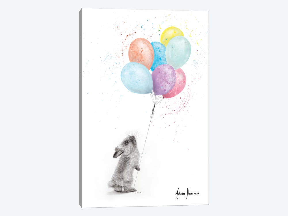 The Bunny And The Balloons by Ashvin Harrison 1-piece Canvas Art