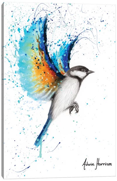 Travelling Blue Bird Canvas Art Print - Ashvin Harrison