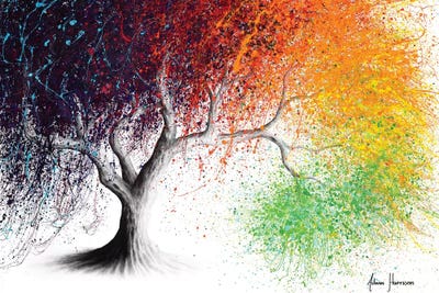 Acylic Painting Canvas Series Rainbow Mini Canvas Nature Tree Picture Abstract Heart