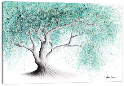 Mint Dream Tree Canvas Art Print - Hyper-Realistic & Detailed Drawings