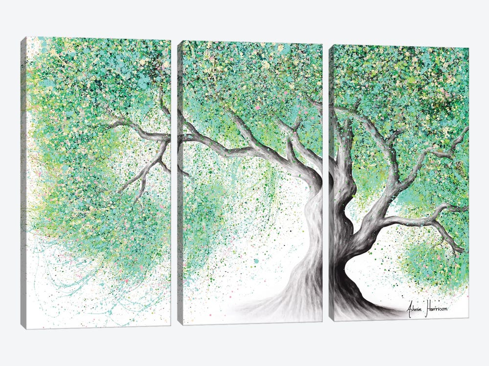 Jade Blossom Tree by Ashvin Harrison 3-piece Canvas Art Print