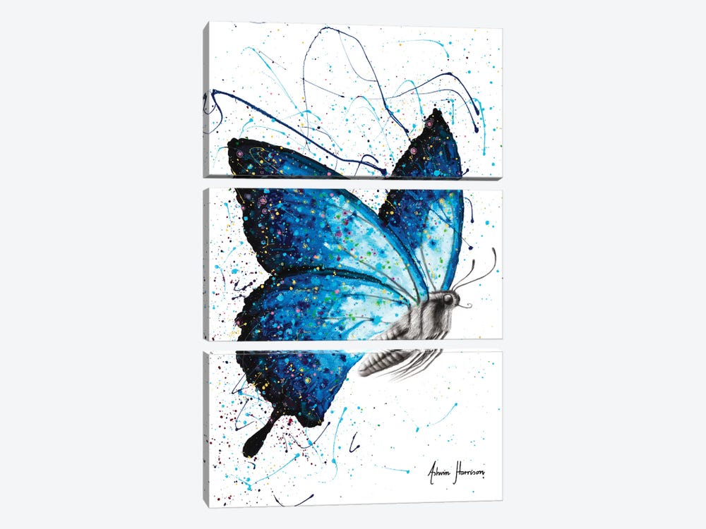 Blue Freedom Butterfly by Ashvin Harrison 3-piece Canvas Artwork