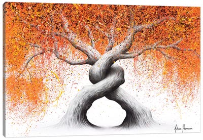 Twisting Love Trees Canvas Art Print - Hyper-Realistic & Detailed Drawings