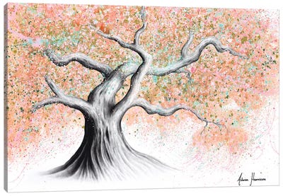 Sunshine Peach Tree Canvas Art Print - Hyper-Realistic & Detailed Drawings