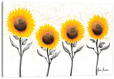 Sunflower Family Canvas Art Print - Hyper-Realistic & Detailed Drawings