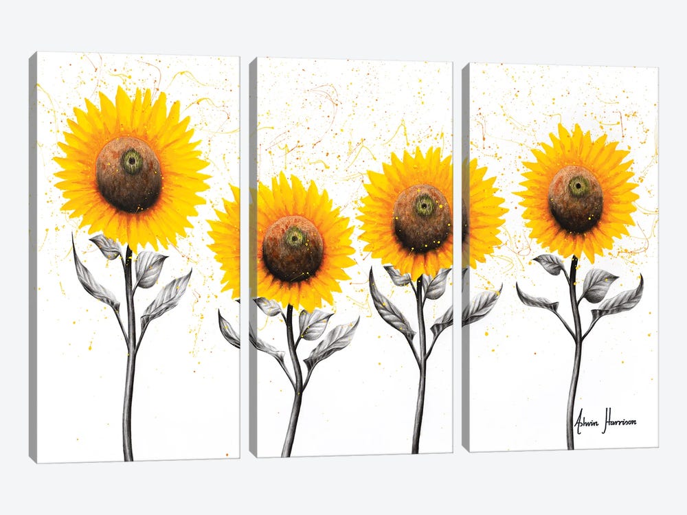 Sunflower Family by Ashvin Harrison 3-piece Canvas Art Print