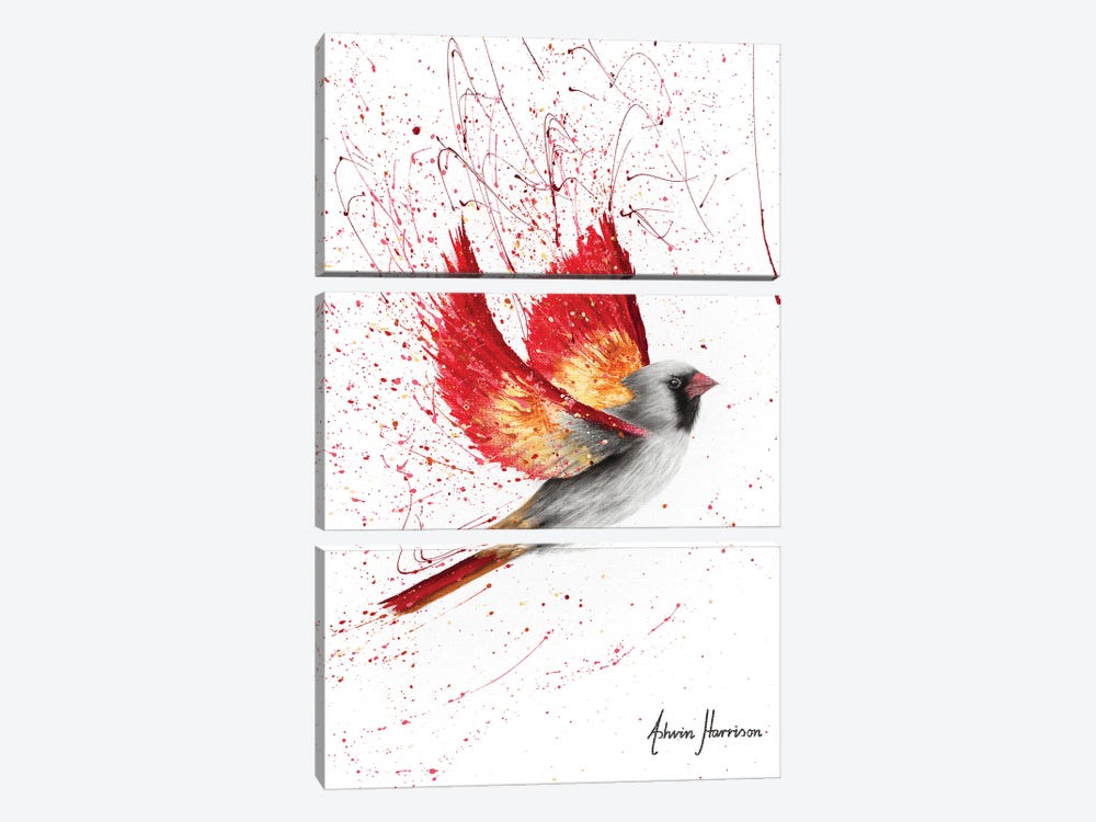 Caring Cardinal by Ashvin Harrison 3-piece Canvas Print