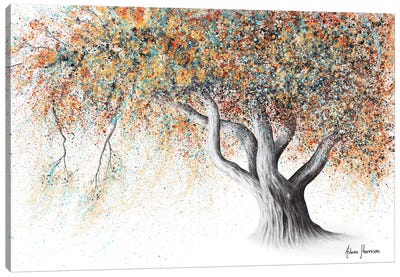 Rusty Autumn Tree Canvas Art Print - Large Colorful Accents