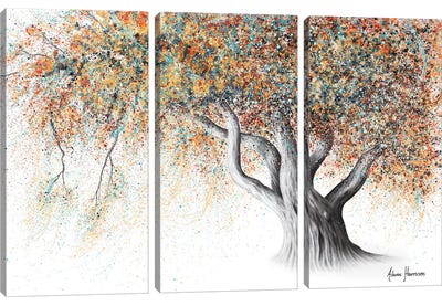Rusty Autumn Tree Canvas Art Print - 3-Piece Floral & Botanical Art