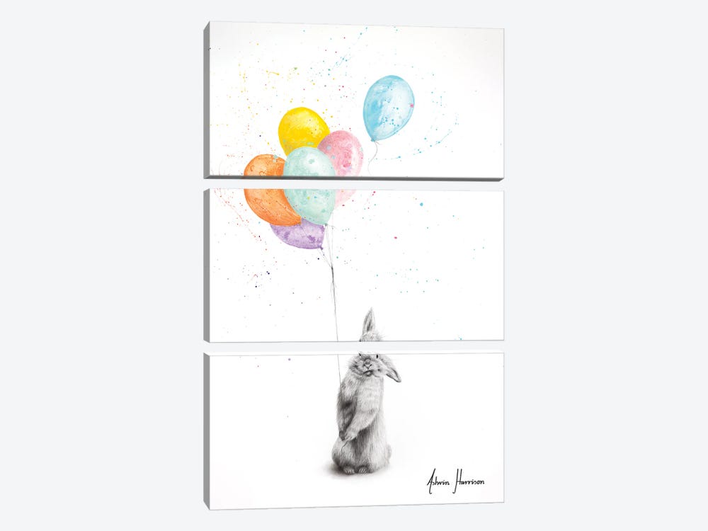 Buster and His Balloons by Ashvin Harrison 3-piece Canvas Wall Art
