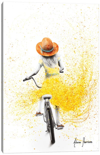Her Sunshine Ride Canvas Art Print - Hyper-Realistic & Detailed Drawings