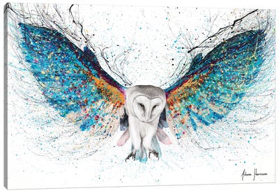 Opulent Night Owl Canvas Art Print - Teal Art