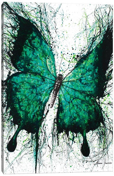 Night Garden Butterfly Canvas Art Print - Hyper-Realistic & Detailed Drawings