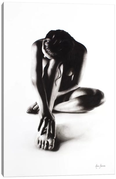 Nude Woman Charcoal Study 41 Canvas Art Print - Bathroom Nudes Art