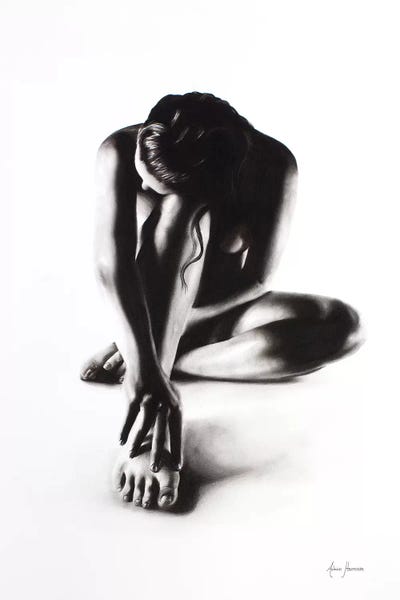 Hyper-Realistic & Detailed Drawings: Nude Woman Charcoal Study 41 by Ashvin Harrison