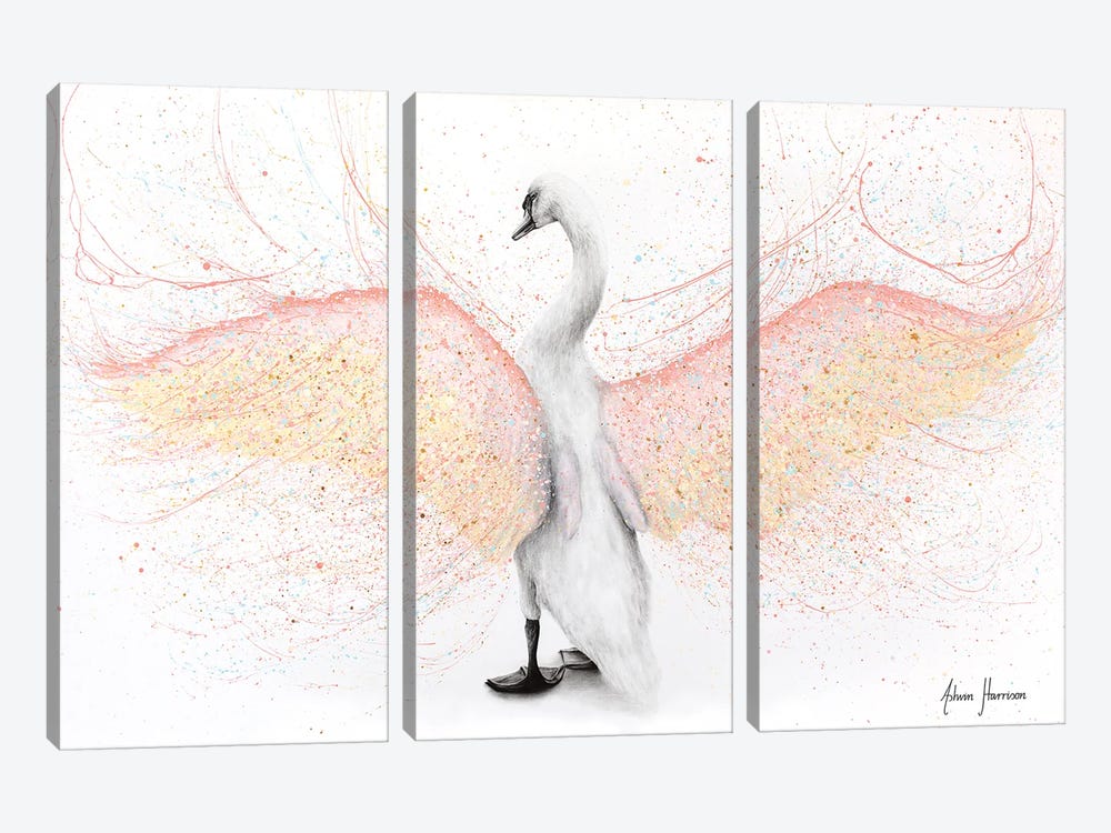 White Swan by Ashvin Harrison 3-piece Canvas Wall Art