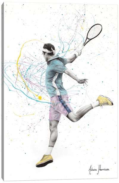 Tennis Player Canvas Art Print - Hyper-Realistic & Detailed Drawings