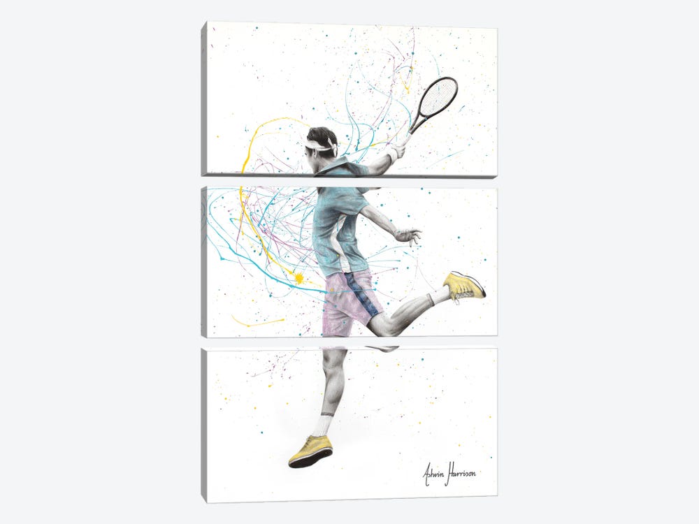 Tennis Player by Ashvin Harrison 3-piece Canvas Art Print