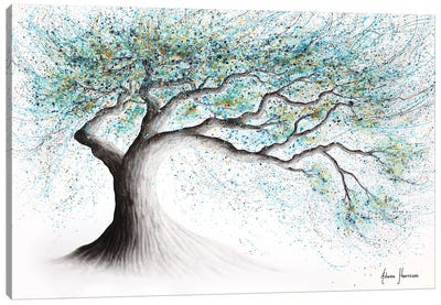 Lucent Lake Tree Canvas Art Print - Teal Art