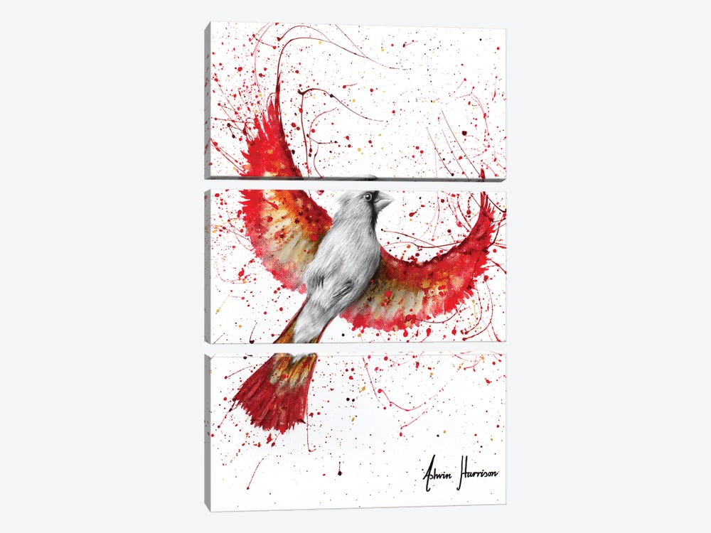 Golden Feather Cardinal by Ashvin Harrison 3-piece Art Print