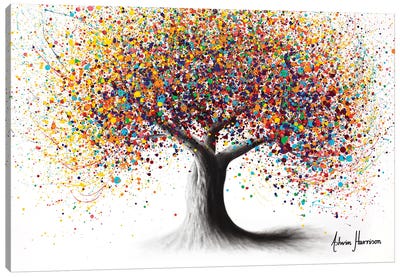 Rainbow Soul Tree Canvas Art Print - Large Colorful Accents