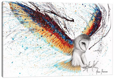 Guardian Owl Canvas Art Print - Hyper-Realistic & Detailed Drawings