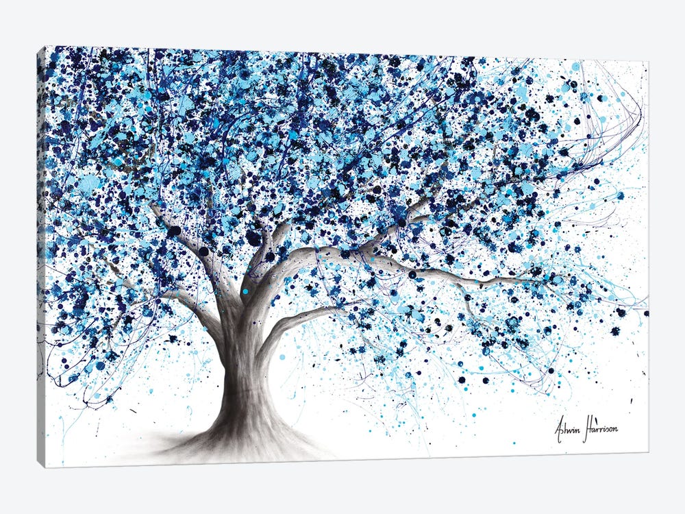 1pc Large Tree Teal Unframed Leaves Black White Canvas Wall Art Picture Decor 