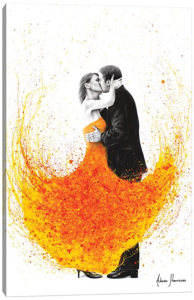 Sunny Autumn Kiss Canvas Art Print - Love Art