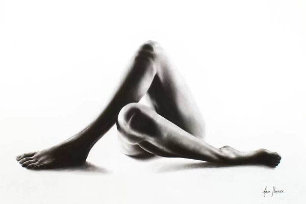 Bathroom Nudes: Nude Woman Charcoal Study 50 by Ashvin Harrison