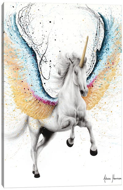 Whimsical Unicorn Canvas Art Print - Hyper-Realistic & Detailed Drawings