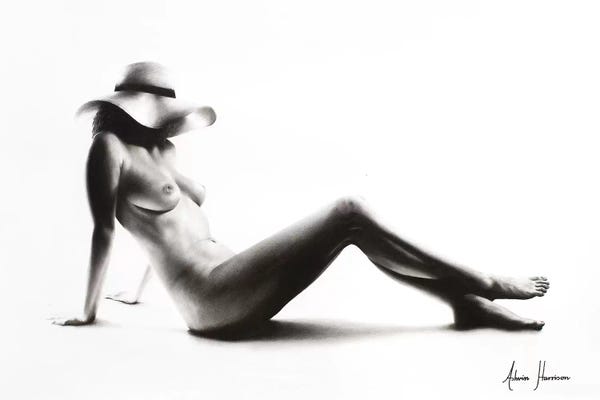 Hyper-Realistic & Detailed Drawings: Nude Woman Charcoal Study 52 by Ashvin Harrison