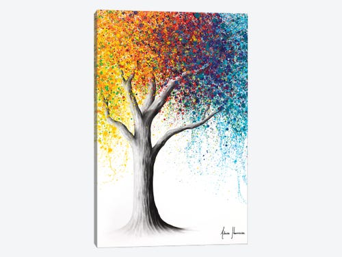 Acylic Painting Canvas Series Rainbow Mini Canvas Nature Tree Picture Abstract Heart