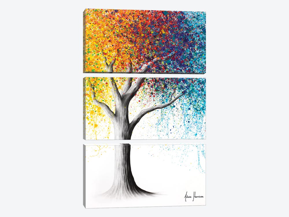 Rainbow Rollicking Tree 3-piece Canvas Art Print