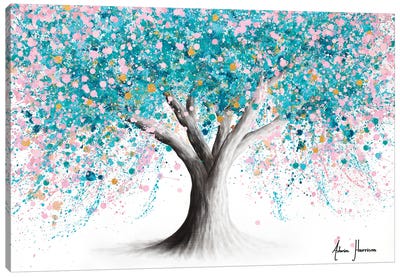 Turquoise Blossom Tree Canvas Art Print - Blossom Art