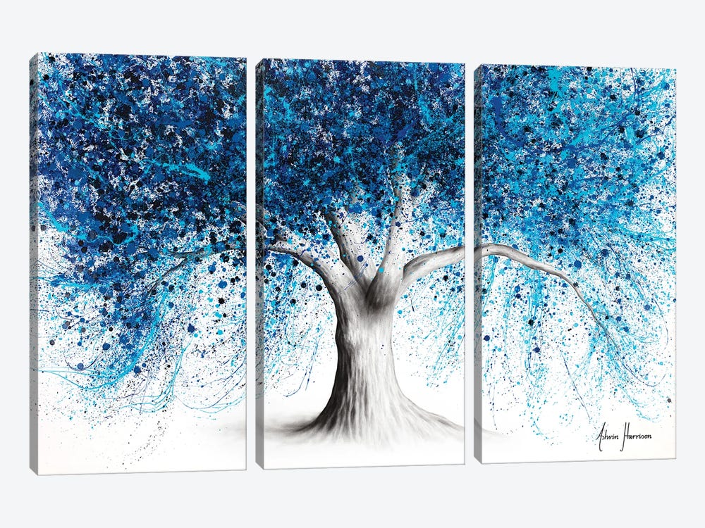 Indigo Inception Tree by Ashvin Harrison 3-piece Canvas Artwork