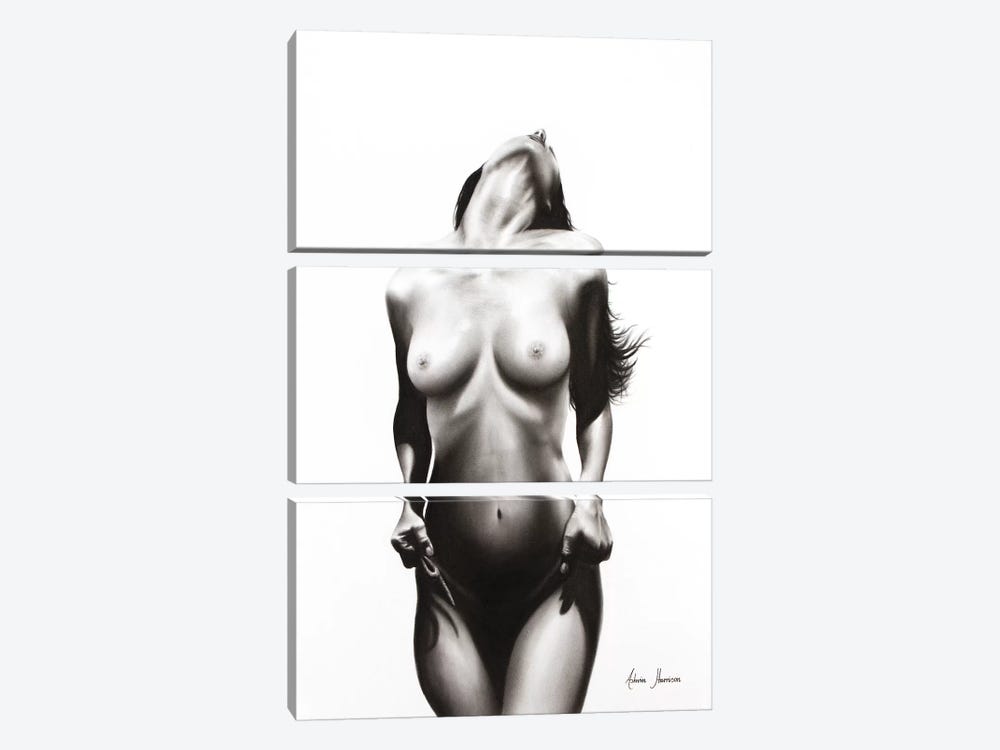 Nude Woman Charcoal Study 53 by Ashvin Harrison 3-piece Art Print