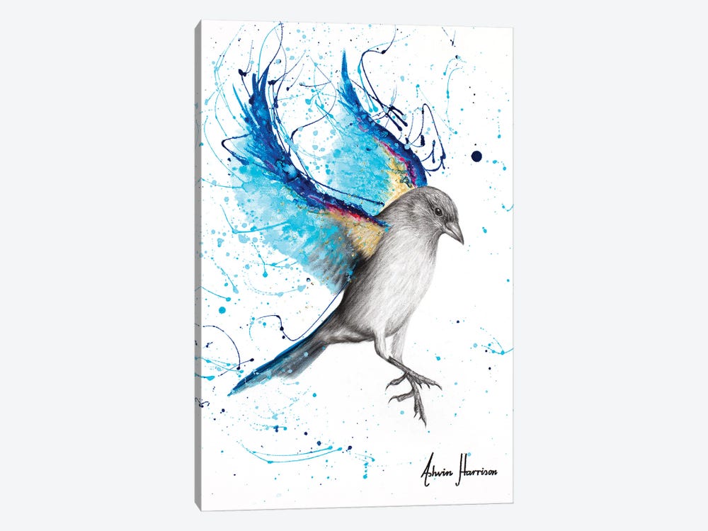 Sparkling Blue Bird by Ashvin Harrison 1-piece Canvas Print